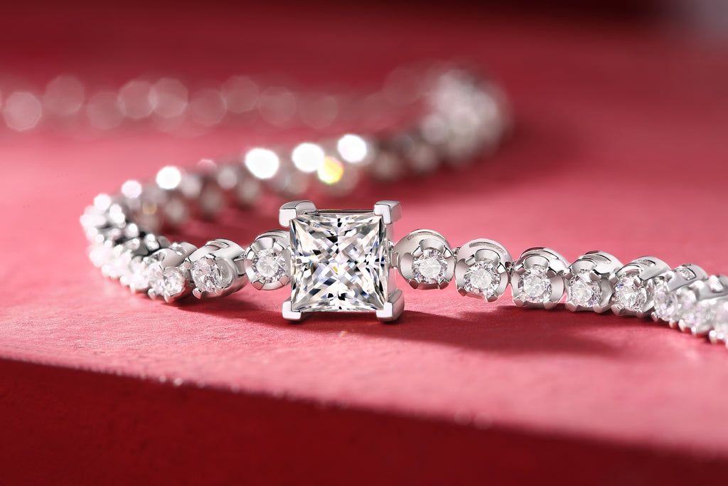 1Rubik Cube Luxury Fashion Mosan Diamond Silver Jewelry Comparable To Natural Diamond Bracelet Prohibit Tk Sales