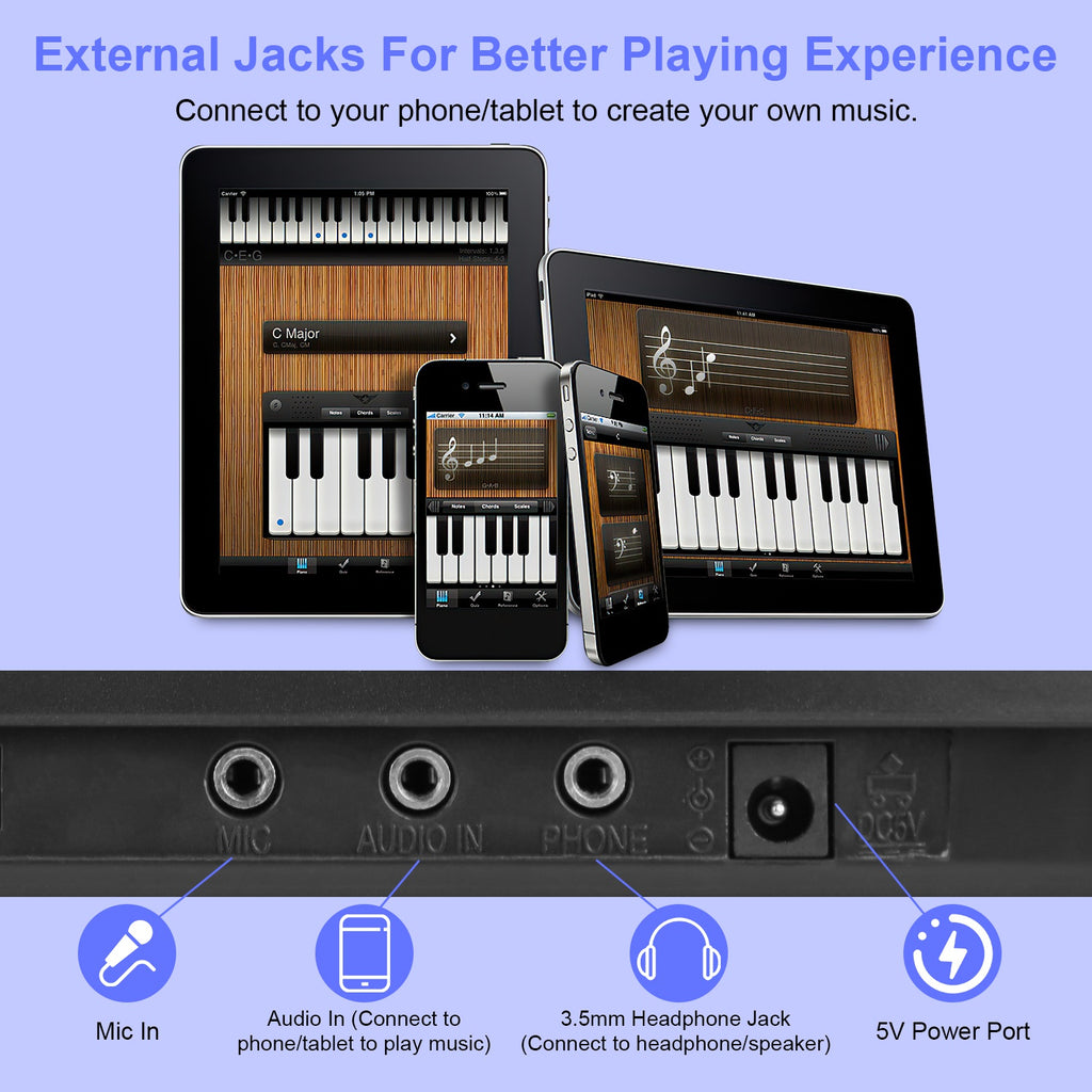 3 Types Options -- 1Pc 61 Keys Digital Music Keyboard Electric Piano Electronic Musical Instrument Kids Learning Keyboard With Microphone Stand For 3-12 Year Old Kids Girls Boys