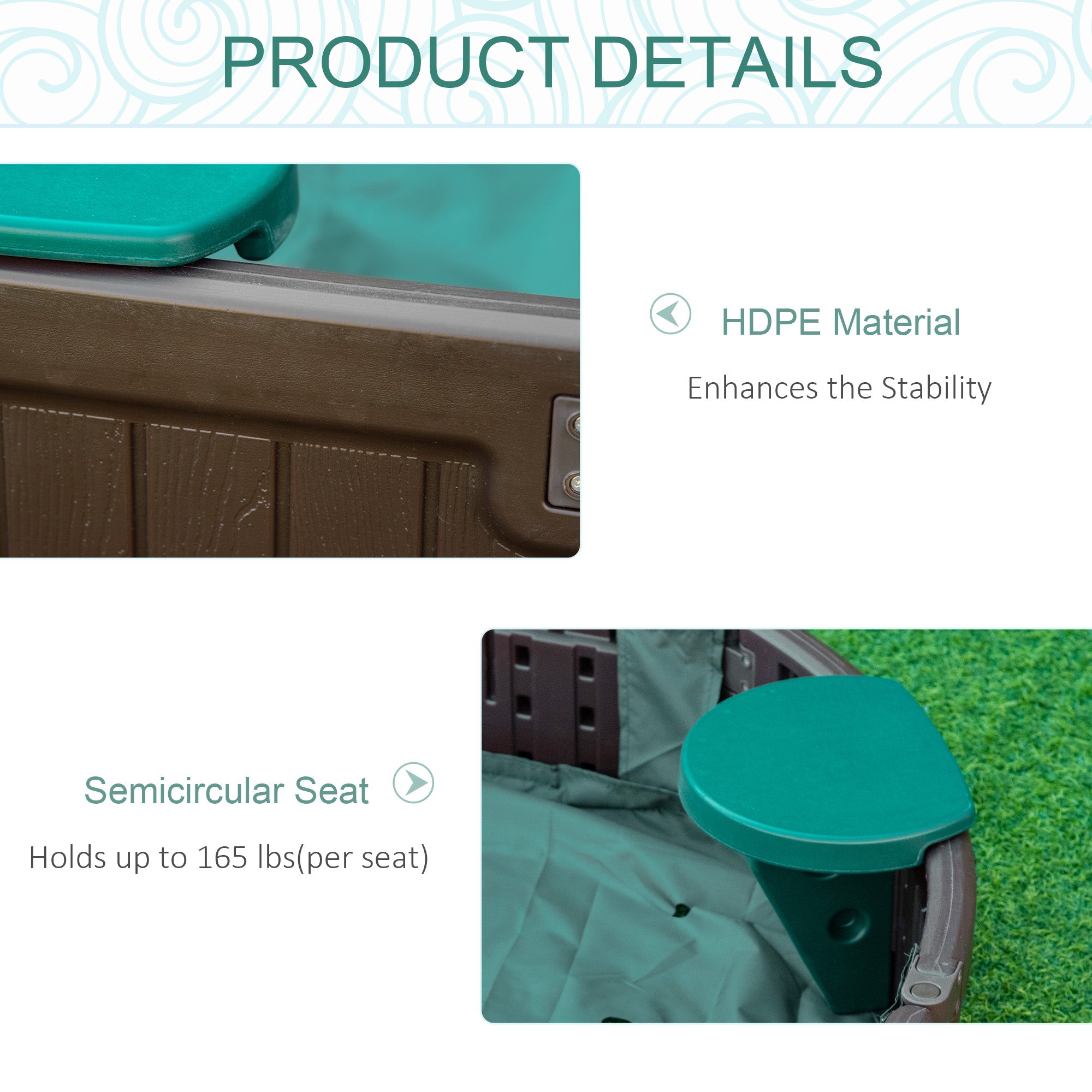Kids Outdoor Sandbox with Cover Garden Bed Sand Pit, Easy Assembly Children's Oval Sandbox for Backyard, Brown, 72" x 41.25" x 8.75"
