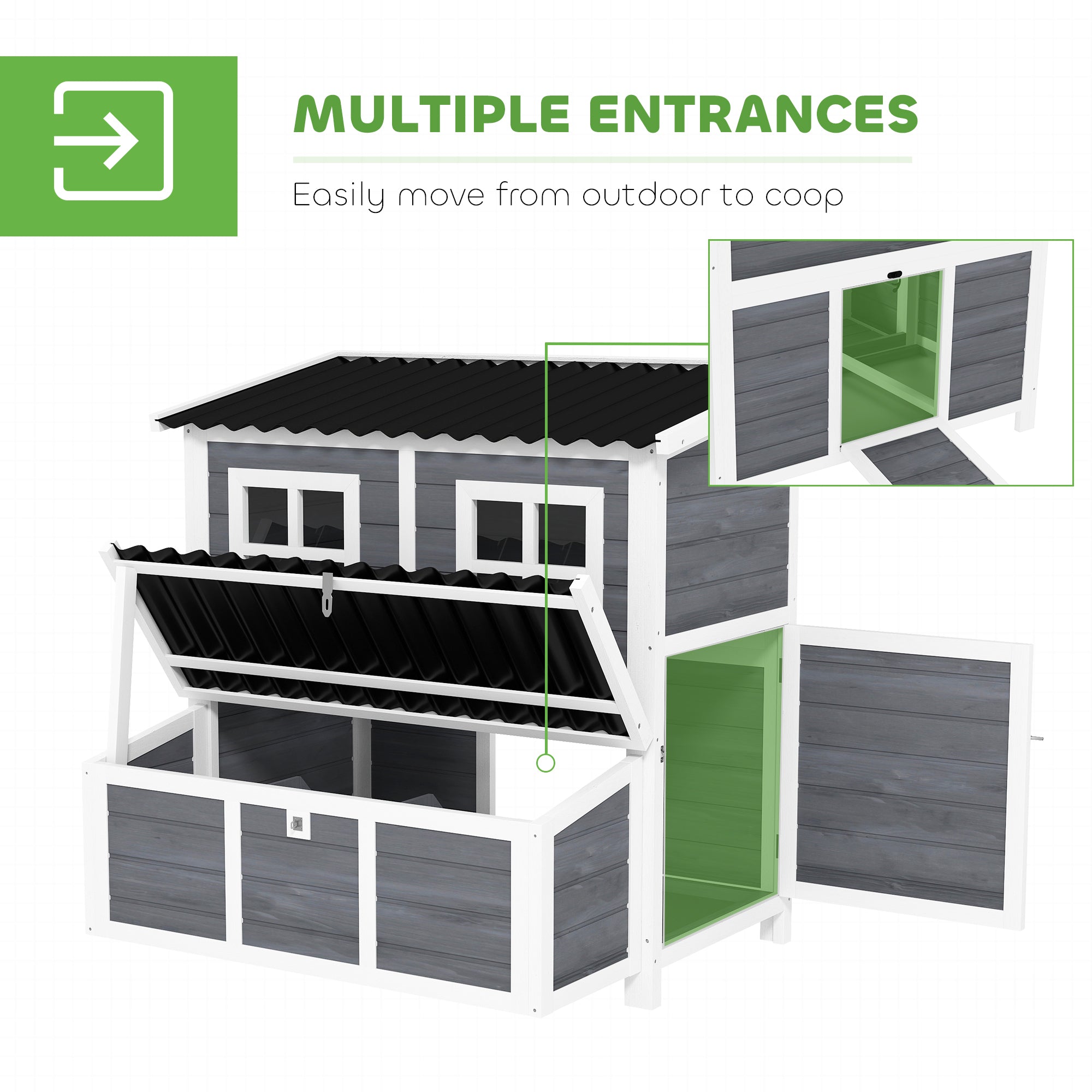 Wooden Pet Coop With Nesting Box,  39 Pet House For 4-6 Chickens, Rabbits