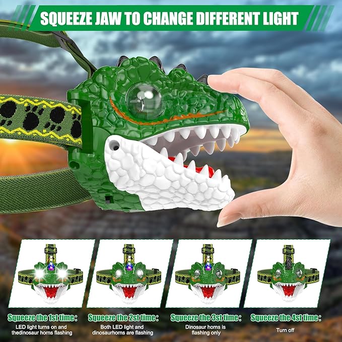Awesome Dinosaur Headlamp With Light And Music, Perfect Costume Props For Party Activities, Good Stuff For Children's Early Education
