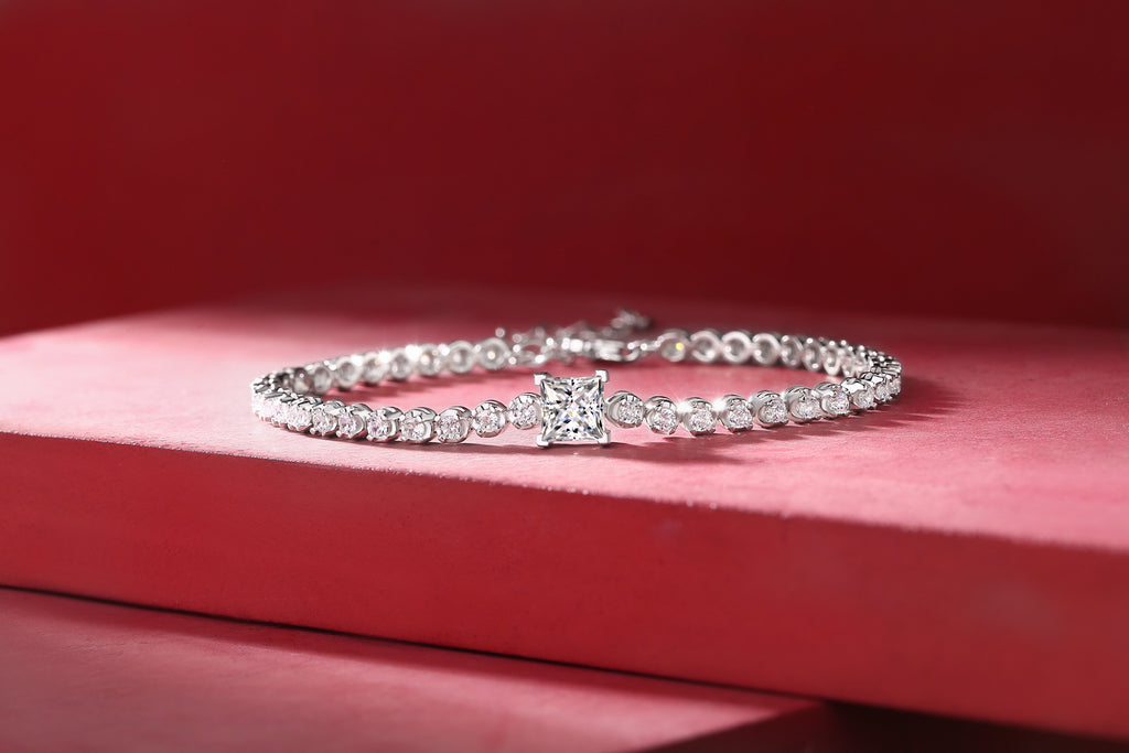 1Rubik Cube Luxury Fashion Mosan Diamond Silver Jewelry Comparable To Natural Diamond Bracelet Prohibit Tk Sales