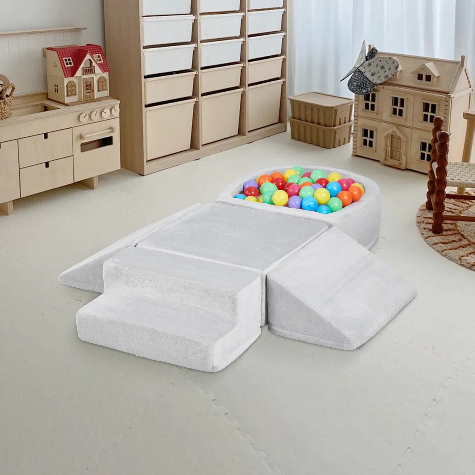 Climbing Toys 5 Piece Foam Climbing Blocks Set With Ball Pit For Toddlers