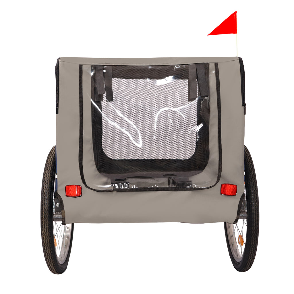 Dog Bike Trailer - Folding Pet Trailer Car For Bicycle, Folding Pet Carrier With 20 Inch Wheels, 2 Entrances, Safety Flag, Easy To Connect & Store
