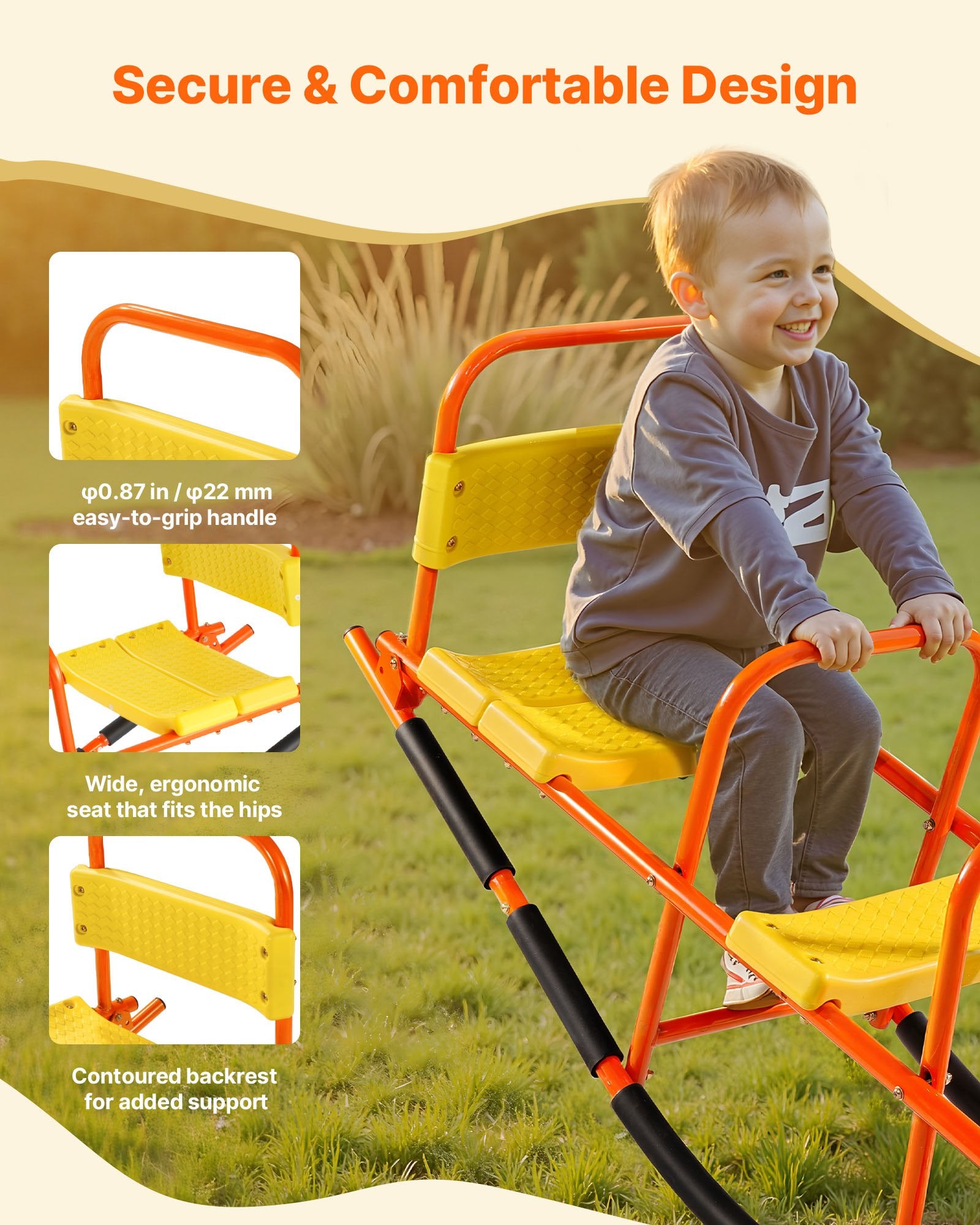 Kids Seesaw 200 Lbs Capacity Metal Rocking Teeter Totter With Handles