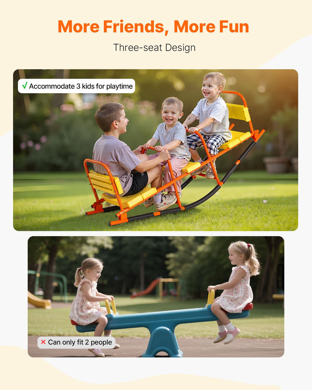 Kids Seesaw 200 Lbs Capacity Metal Rocking Teeter Totter With Handles