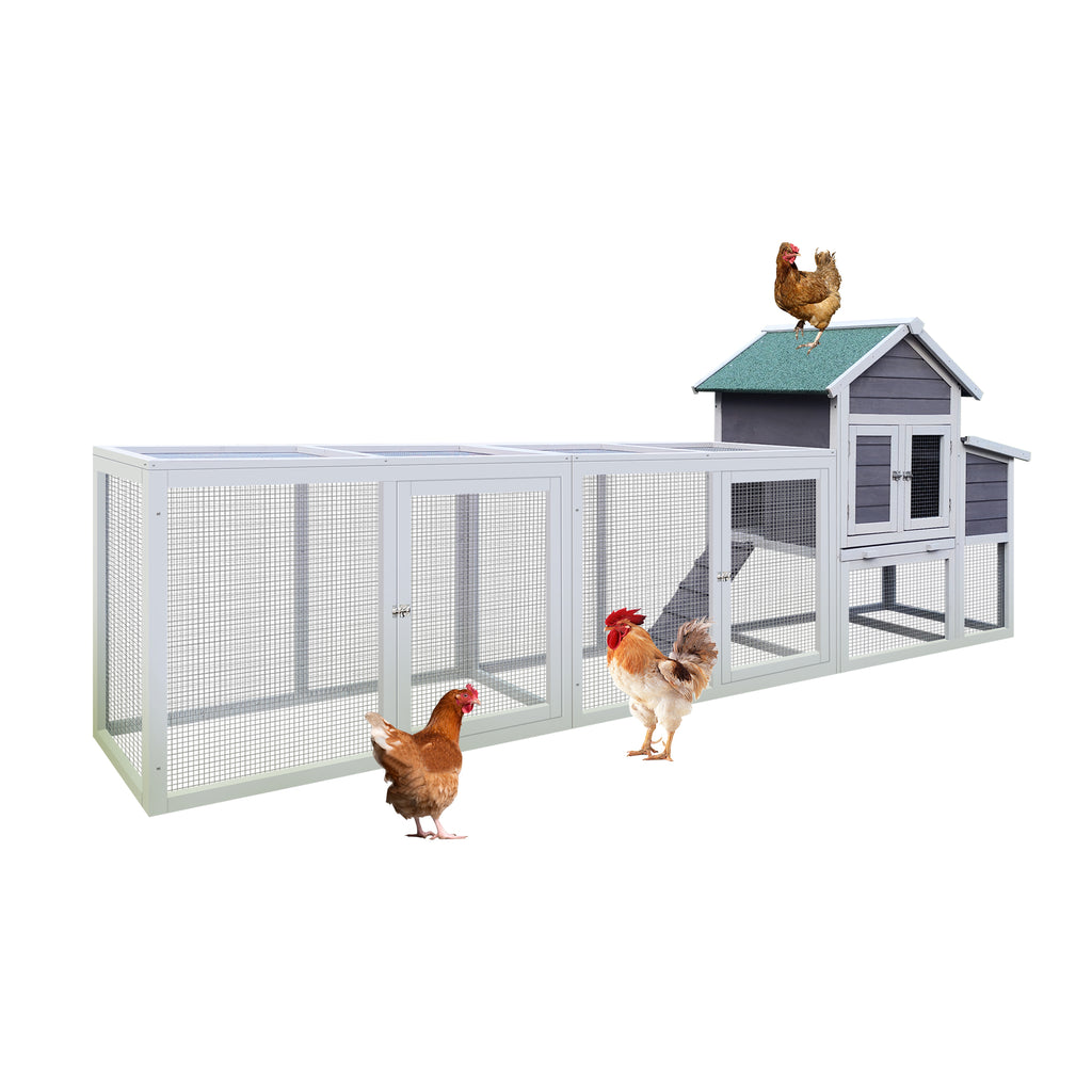 122 Large Gray Wood Chicken Coop Hen House Pet Rabbit Hutch Wooden Pet Cage  With Nesting Box