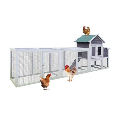 122 Large Gray Wood Chicken Coop Hen House Pet Rabbit Hutch Wooden Pet Cage  With Nesting Box