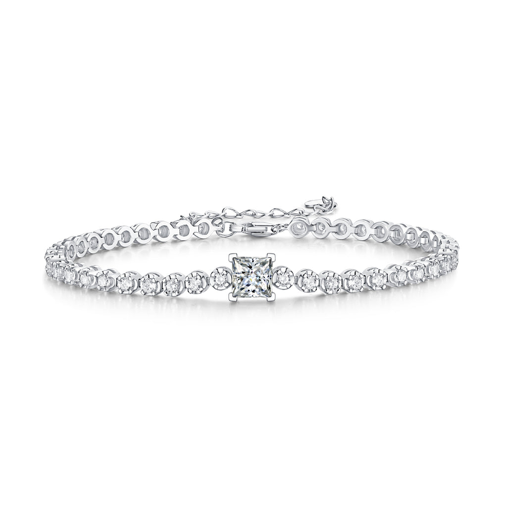 1Rubik Cube Luxury Fashion Mosan Diamond Silver Jewelry Comparable To Natural Diamond Bracelet Prohibit Tk Sales