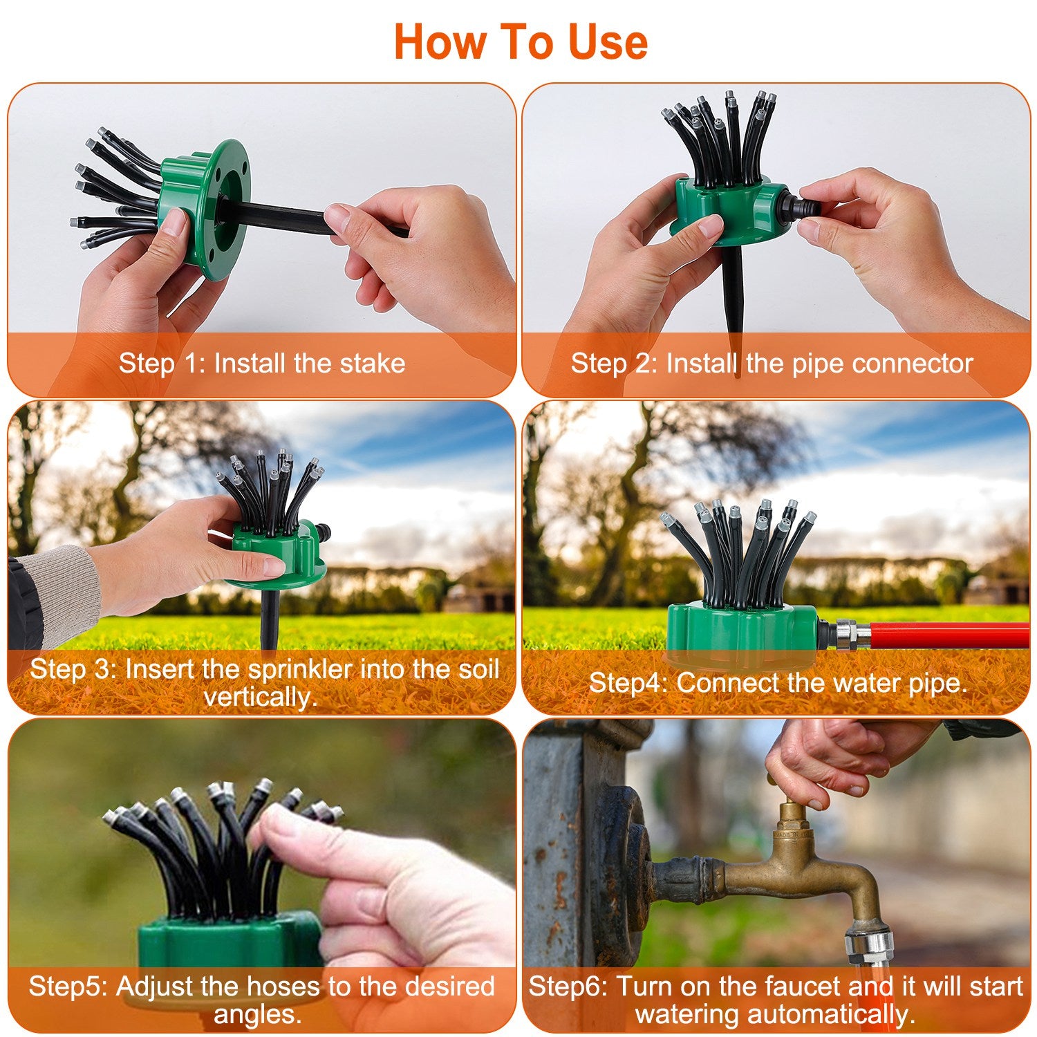 360 Degree Flexible Lawn Sprinkler Automatic 12 Tubes Garden Water Irrigation Sprayers Garden Sprinkler