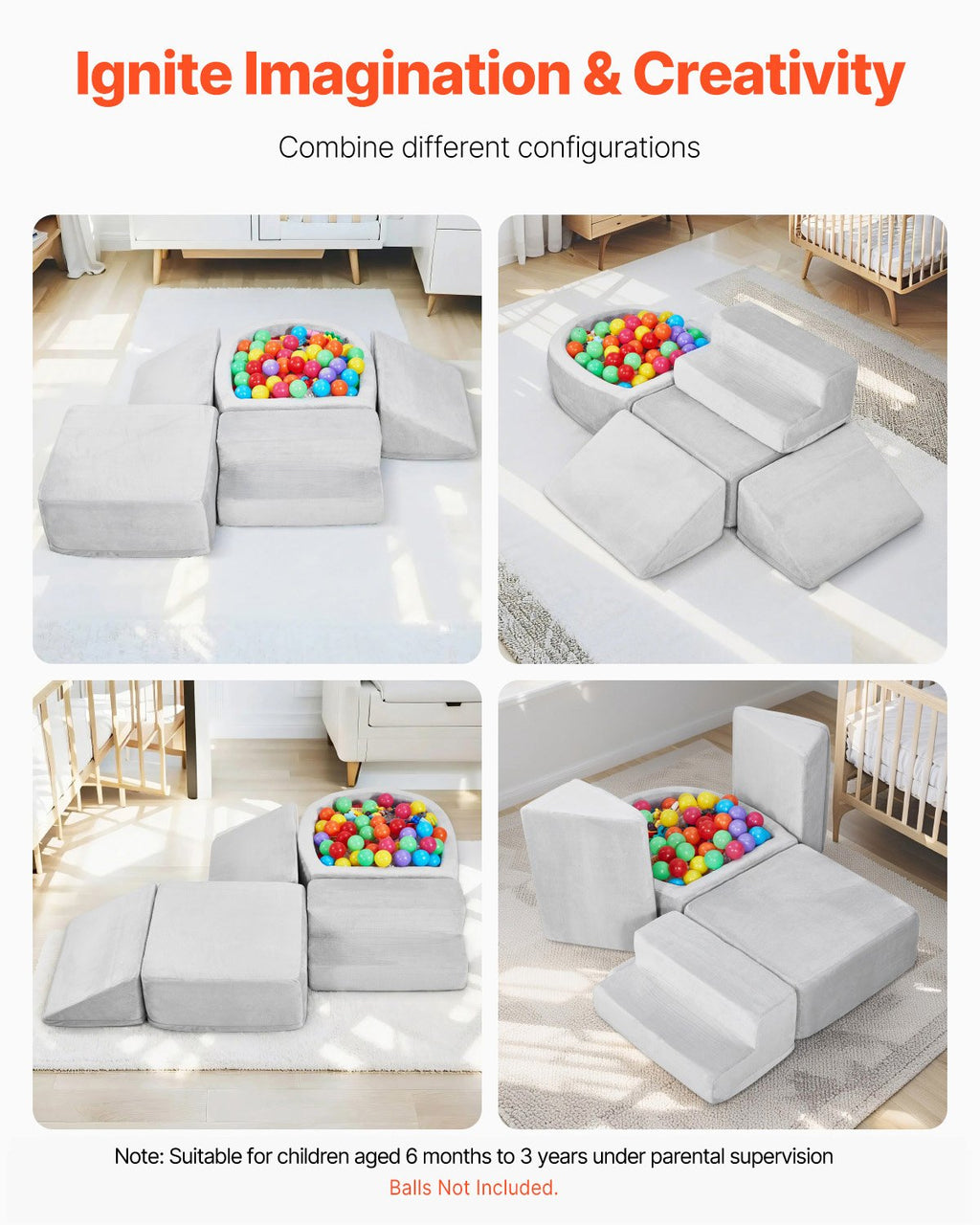 Climbing Toys 5 Piece Foam Climbing Blocks Set With Ball Pit For Toddlers