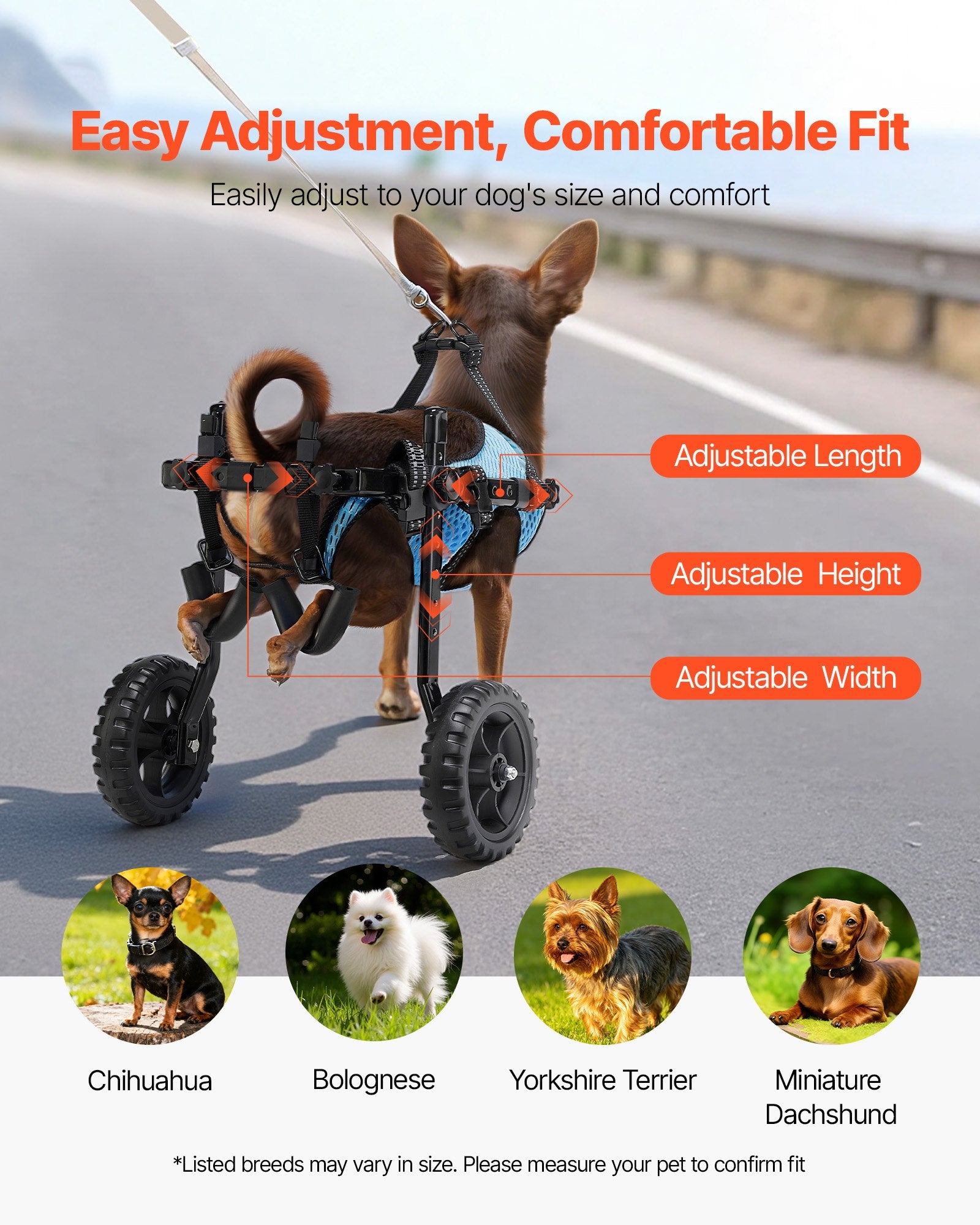 Dog Wheelchair For Back Legs, Adjustable 2 Wheels Pet Wheelchair, Lightweight  Dog Cart With Shock-Absorbing Wheels, Mobility Support Wheel Chair For Disabled Injured Dogs Up To 22lbs , X-Small
