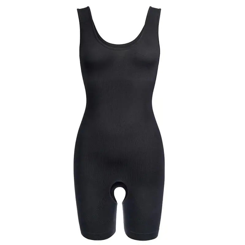 Plus Size Sleeveless Camisole Shapewear Bodysuit, Tummy Control Butt Lifting Breast Support Open Crotch Seamless Sculpting Body Shaper For Women