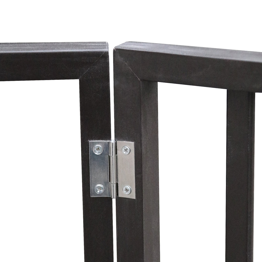 Pet Gate - Dog Gate For Doorways, Stairs Or House - Freestanding, Folding, Brown, Arc Wooden