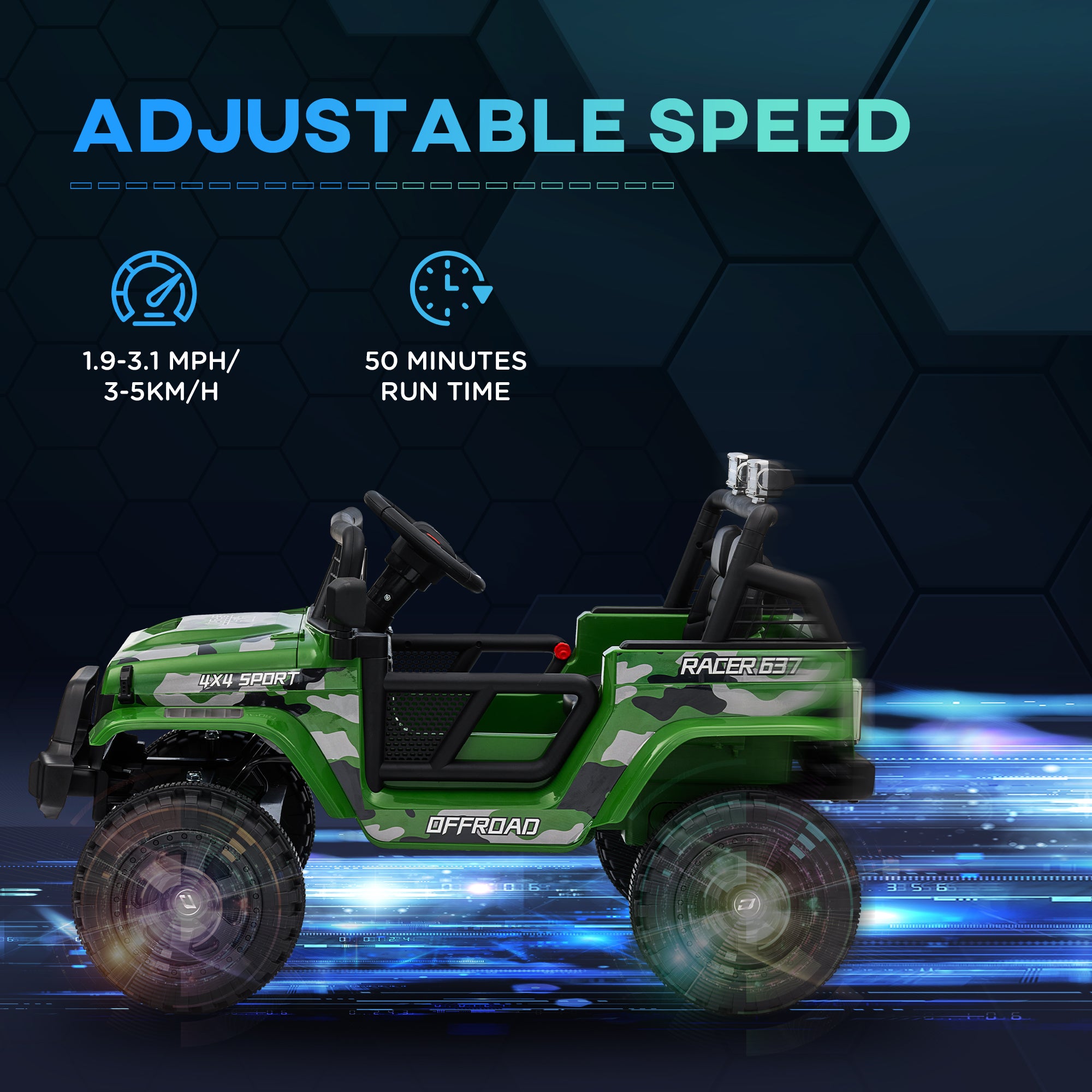 12V Ride on Car, Ride on Truck w/ Remote, 4 Suspension Wheels, 3 MPH Max Speed, Music, Horn & Lights, Green