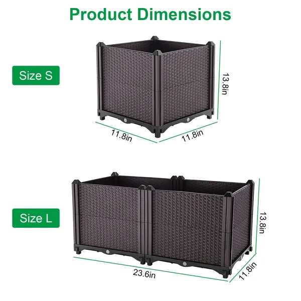 Raised Garden Bed With Self-watering System Rectangle Garden Planter For Garden Patio Balcony Elevated Planter Box For Flowers Vegetables Herbs