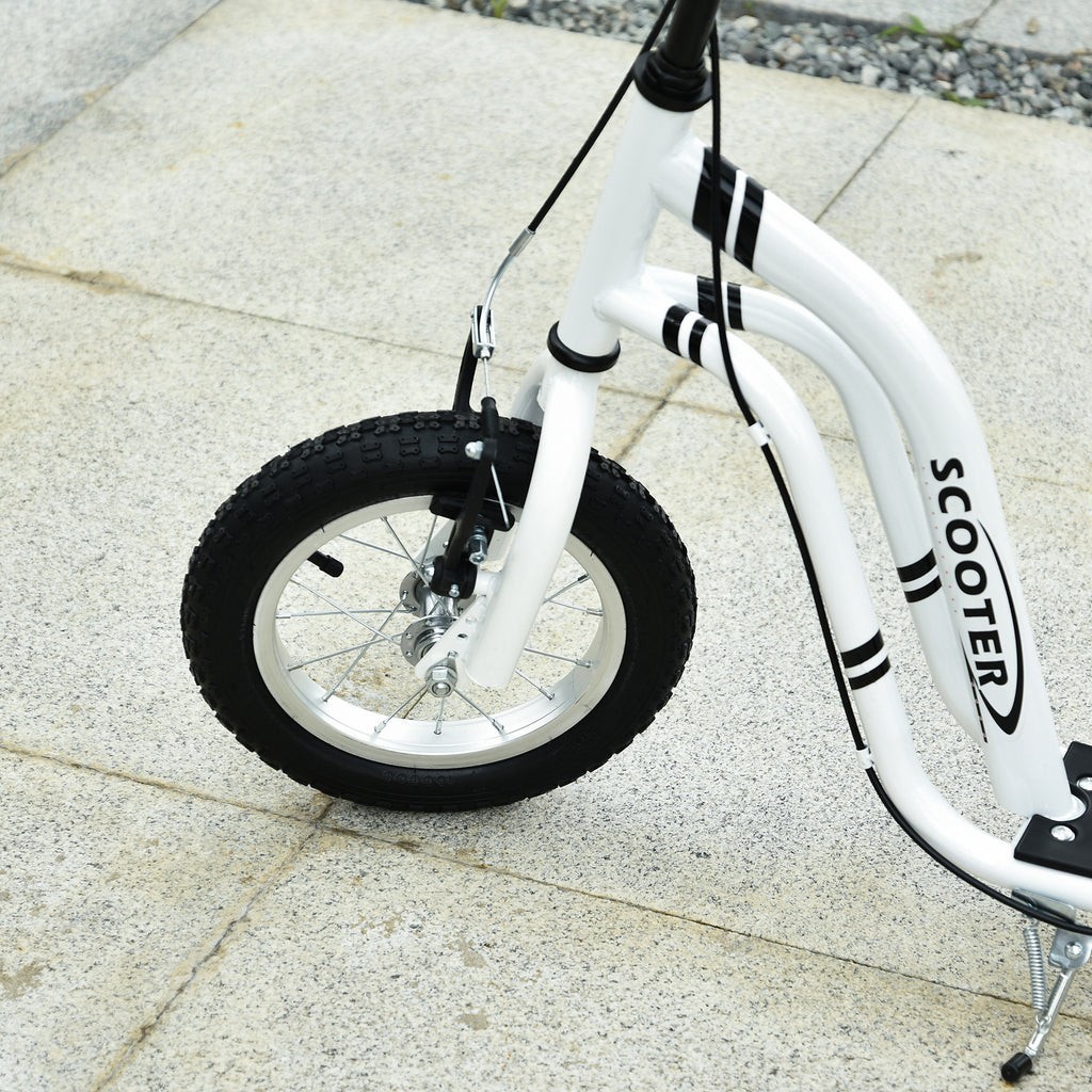 Youth Scooter Front and Rear Caliper Dual Brakes 12-Inch Inflatable Front Wheel Ride On Toy For Age 5+ - White