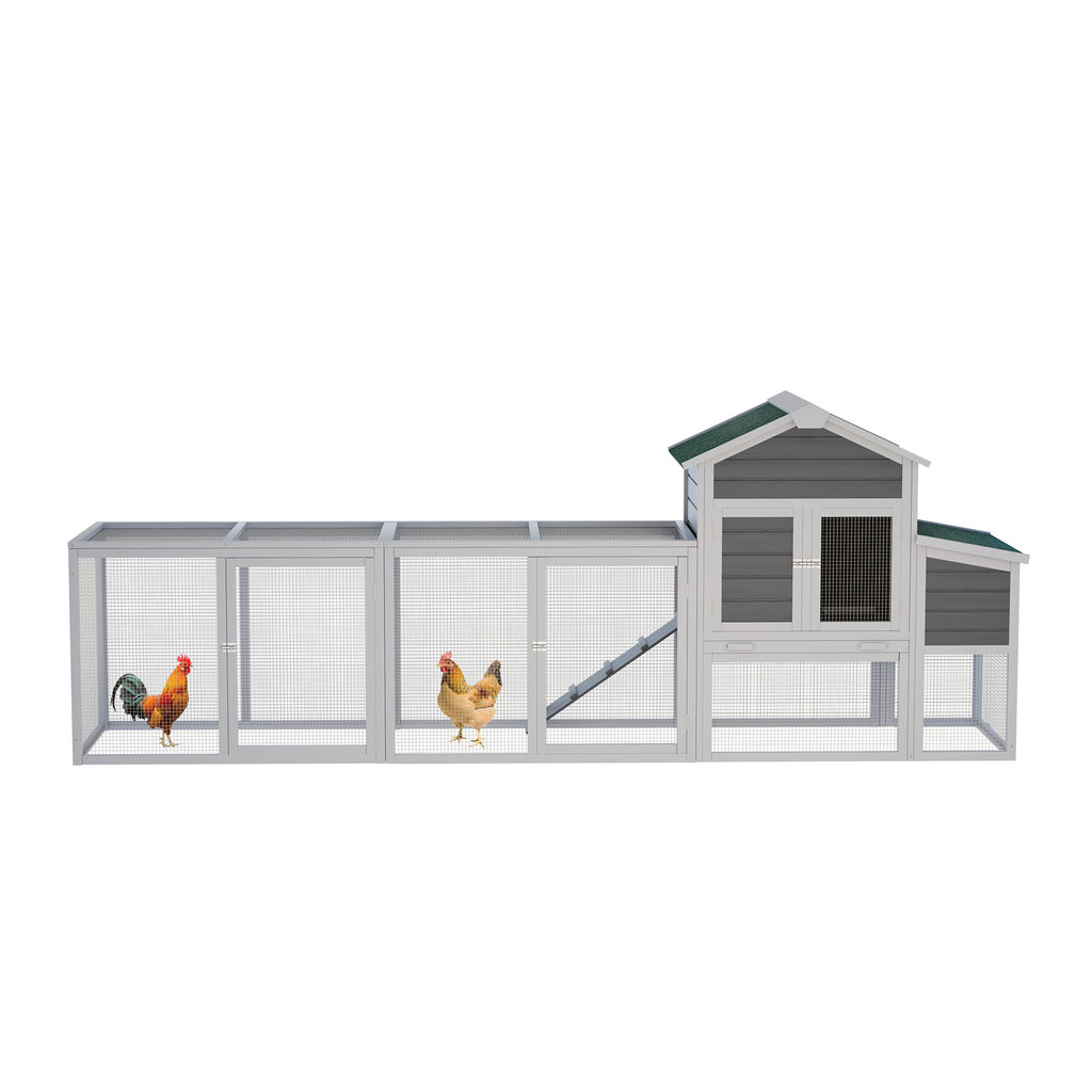 122 Large Gray Wood Chicken Coop Hen House Pet Rabbit Hutch Wooden Pet Cage  With Nesting Box