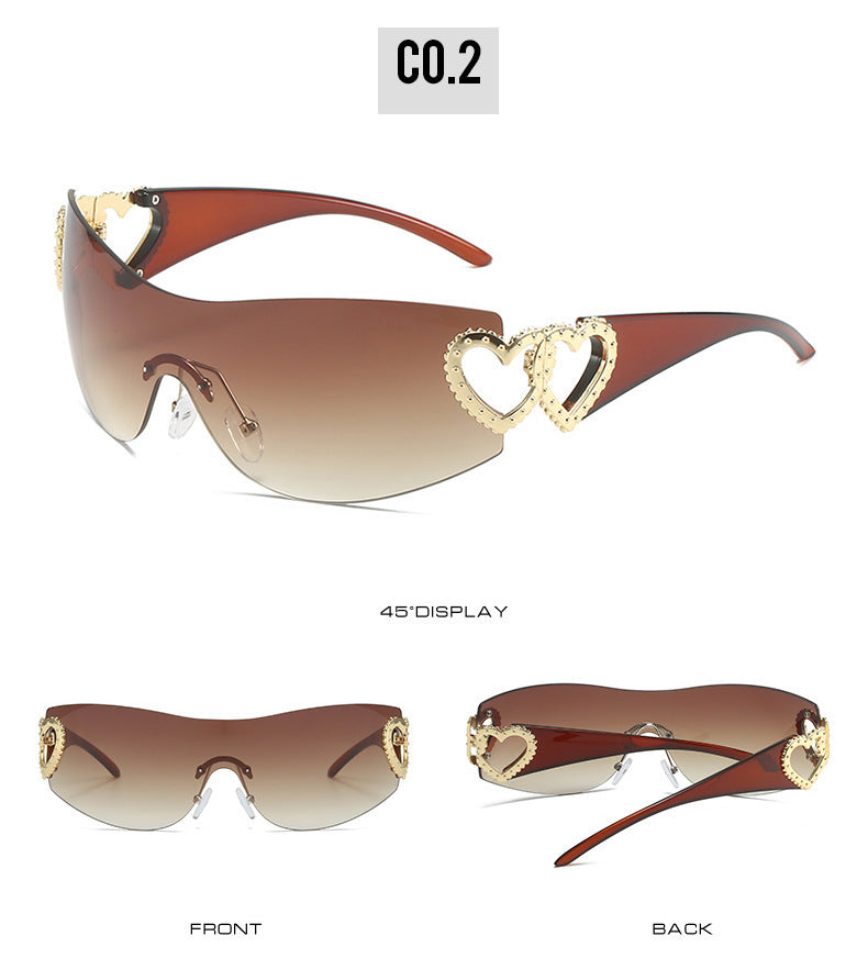 Y2K Millennium Rimless Integrated Sunglasses For Women, Personality Windproof Street Fashion Shades