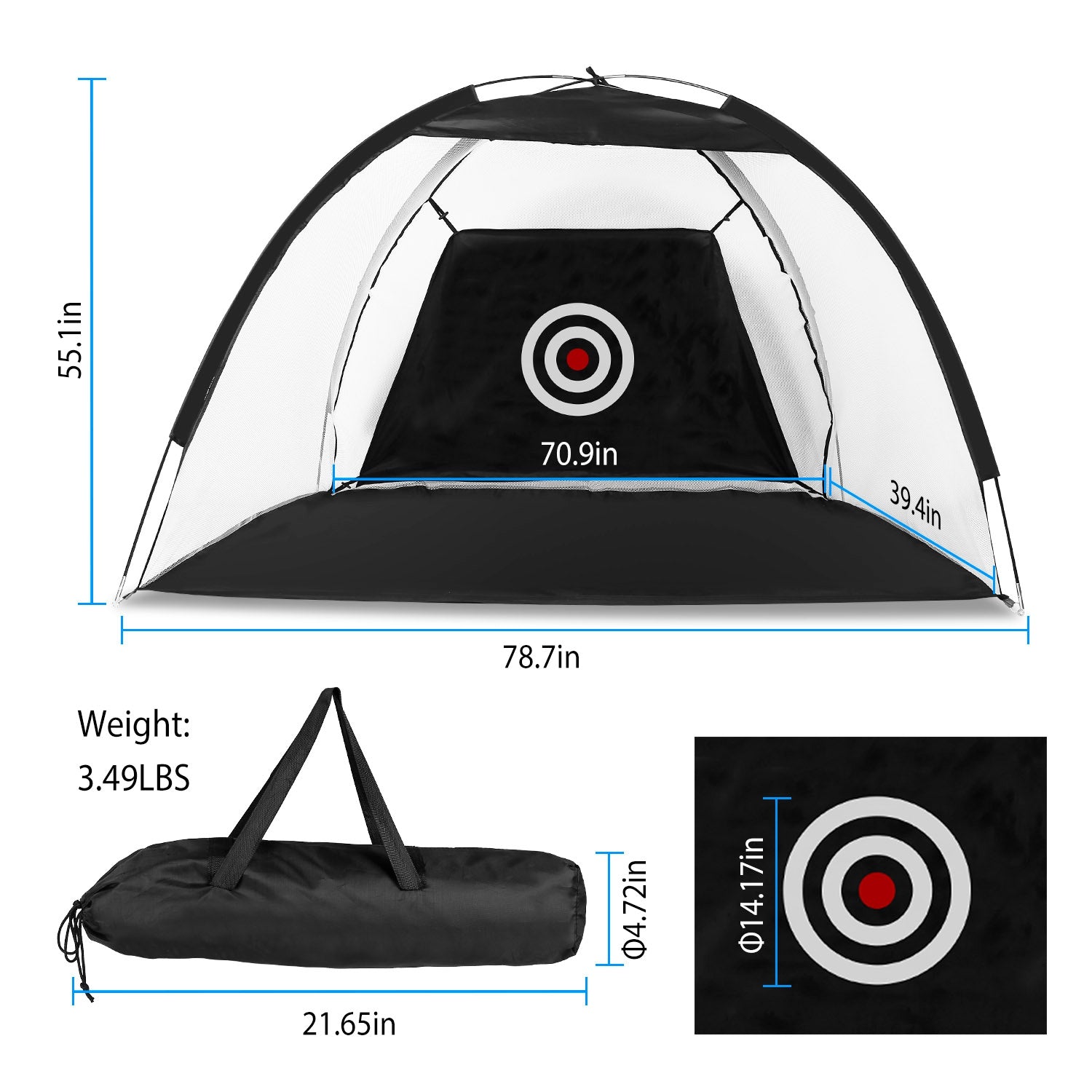 Golf Net Golf Training Aids Practice Nets Driving Hitting Nets With Target Cloth Carry Bag For Indoor Outdoor Sports