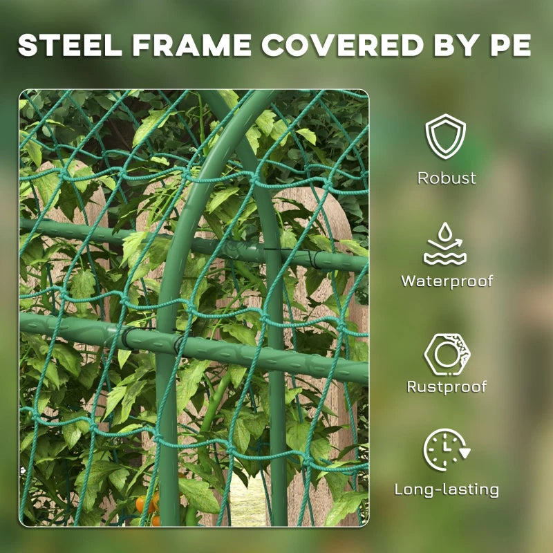Metal Garden Trellis, Arch Trellis For Climbing Plants Outdoor, A-Frame, With Climbing Net