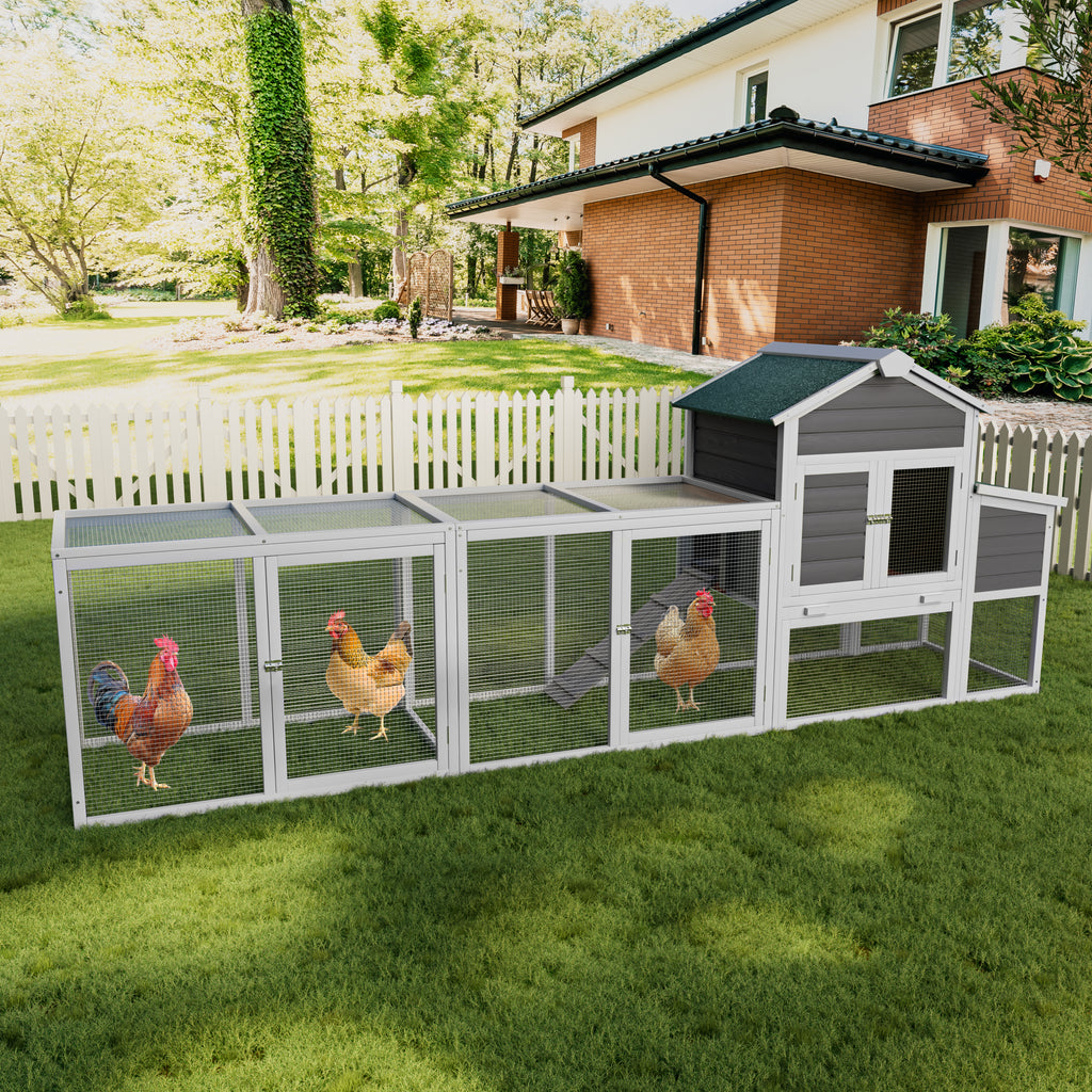 122 Large Gray Wood Chicken Coop Hen House Pet Rabbit Hutch Wooden Pet Cage  With Nesting Box