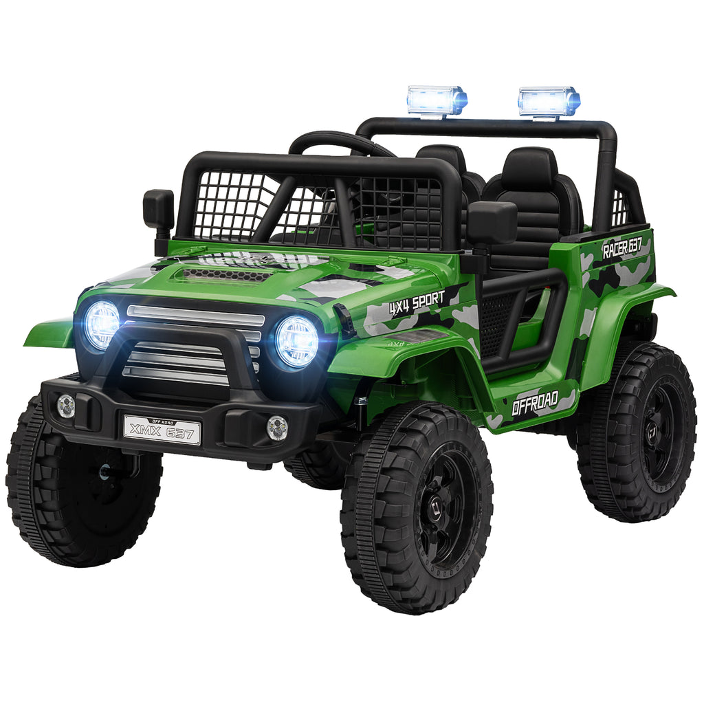 12V Ride on Car, Ride on Truck w/ Remote, 4 Suspension Wheels, 3 MPH Max Speed, Music, Horn & Lights, Green