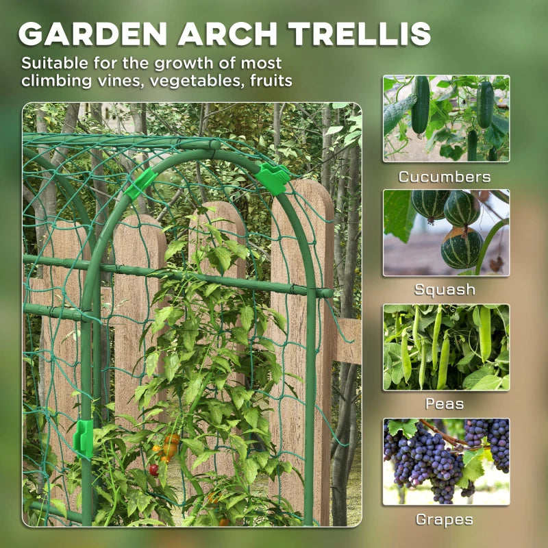 Metal Garden Trellis, Arch Trellis For Climbing Plants Outdoor, A-Frame, With Climbing Net