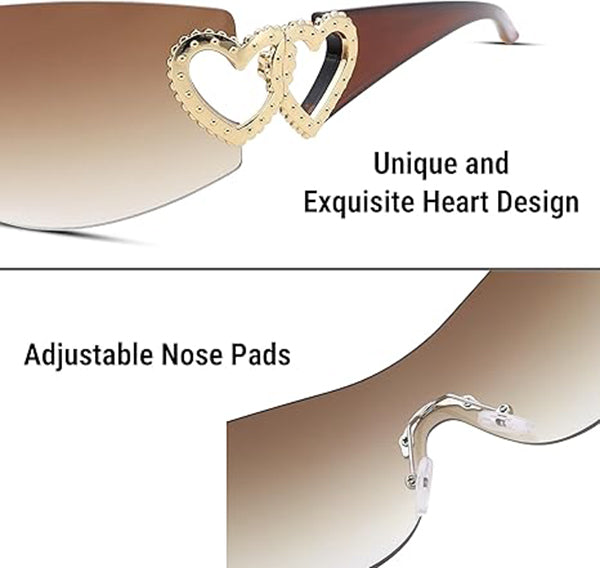 Y2K Millennium Rimless Integrated Sunglasses For Women, Personality Windproof Street Fashion Shades
