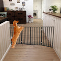 Pet Gate - Dog Gate For Doorways, Stairs Or House - Freestanding, Folding, Brown, Arc Wooden