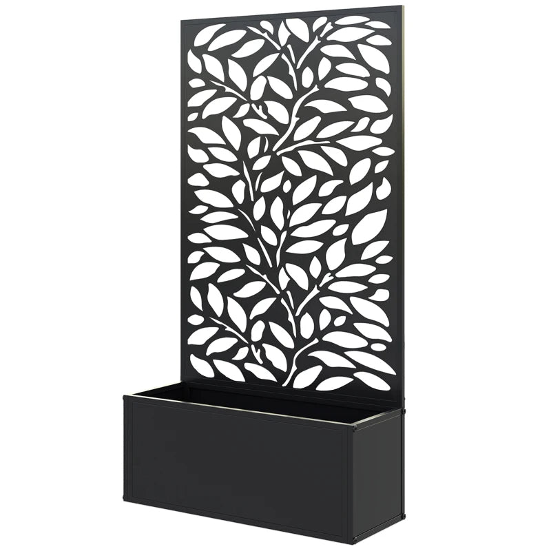 Metal Garden Bed With Trellis For Climbing Plants, Freestanding Or Wall Mounted Flower Bed For Garden, Patio, Balcony