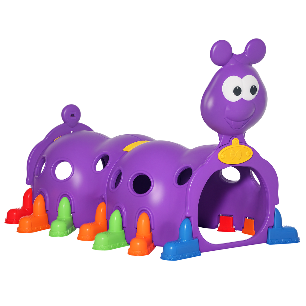 2 Sections Kids Climbing Tunnel For Indoor Outdoor Climb & Crawl Toy Play Structure For 3-6 Years Old Boys Girls, Purple
