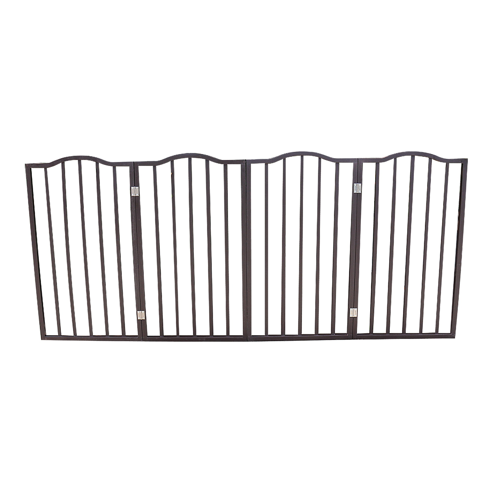 Pet Gate - Dog Gate For Doorways, Stairs Or House - Freestanding, Folding, Brown, Arc Wooden