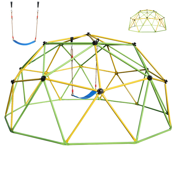 10FT Climbing Dome For Kids Jungle Gym Apply To Park Dome Climber With Swing Playground Equipment,Green