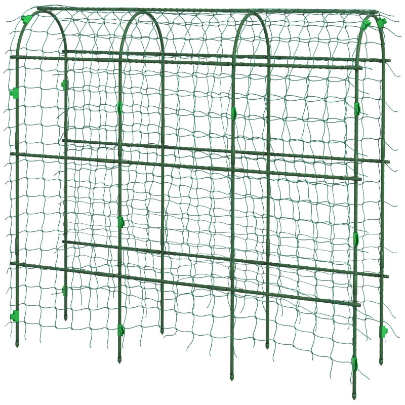 Metal Garden Trellis, Arch Trellis For Climbing Plants Outdoor, A-Frame, With Climbing Net