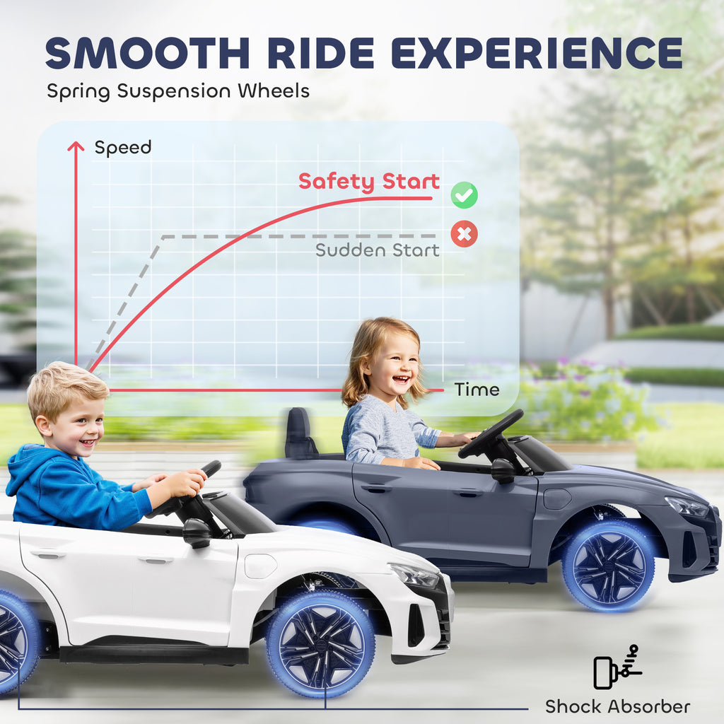 12V Licensed Audi RS E-tron GT Kids Ride on Car with Remote Control, Suspension, Horn, Music, Lights, Gray