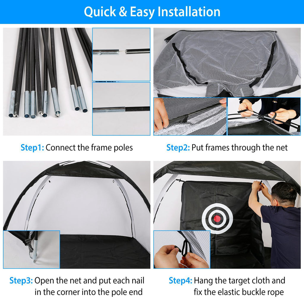 Golf Net Golf Training Aids Practice Nets Driving Hitting Nets With Target Cloth Carry Bag For Indoor Outdoor Sports