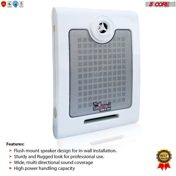 5 CORE Outdoor Speakers Stereo In Wall Speaker 500W Peak Passive Mount Wired Waterproof Patio House Garage Indoor Exterior Audio System Bocinas Para Casa - Window