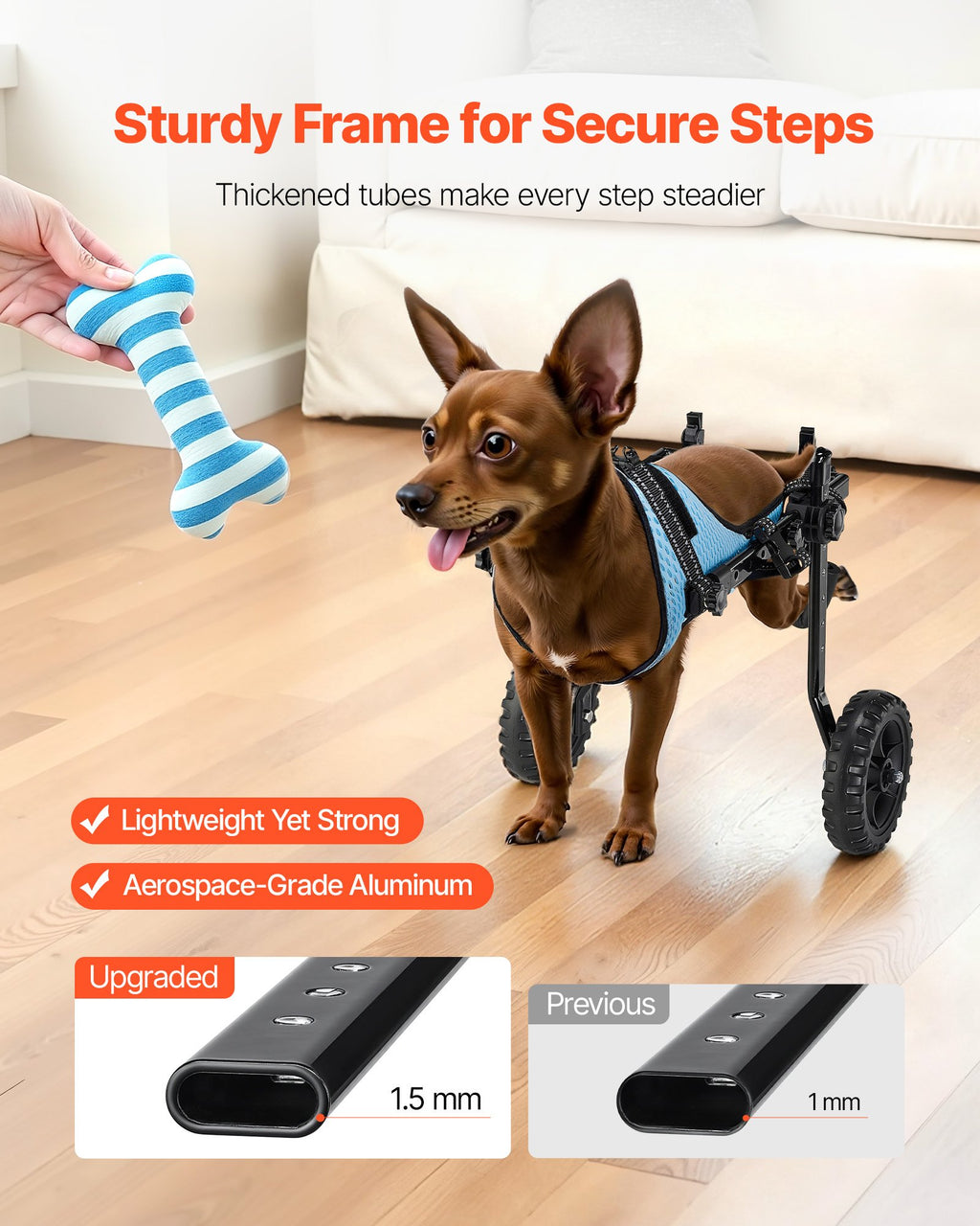 Dog Wheelchair For Back Legs, Adjustable 2 Wheels Pet Wheelchair, Lightweight  Dog Cart With Shock-Absorbing Wheels, Mobility Support Wheel Chair For Disabled Injured Dogs Up To 22lbs , X-Small