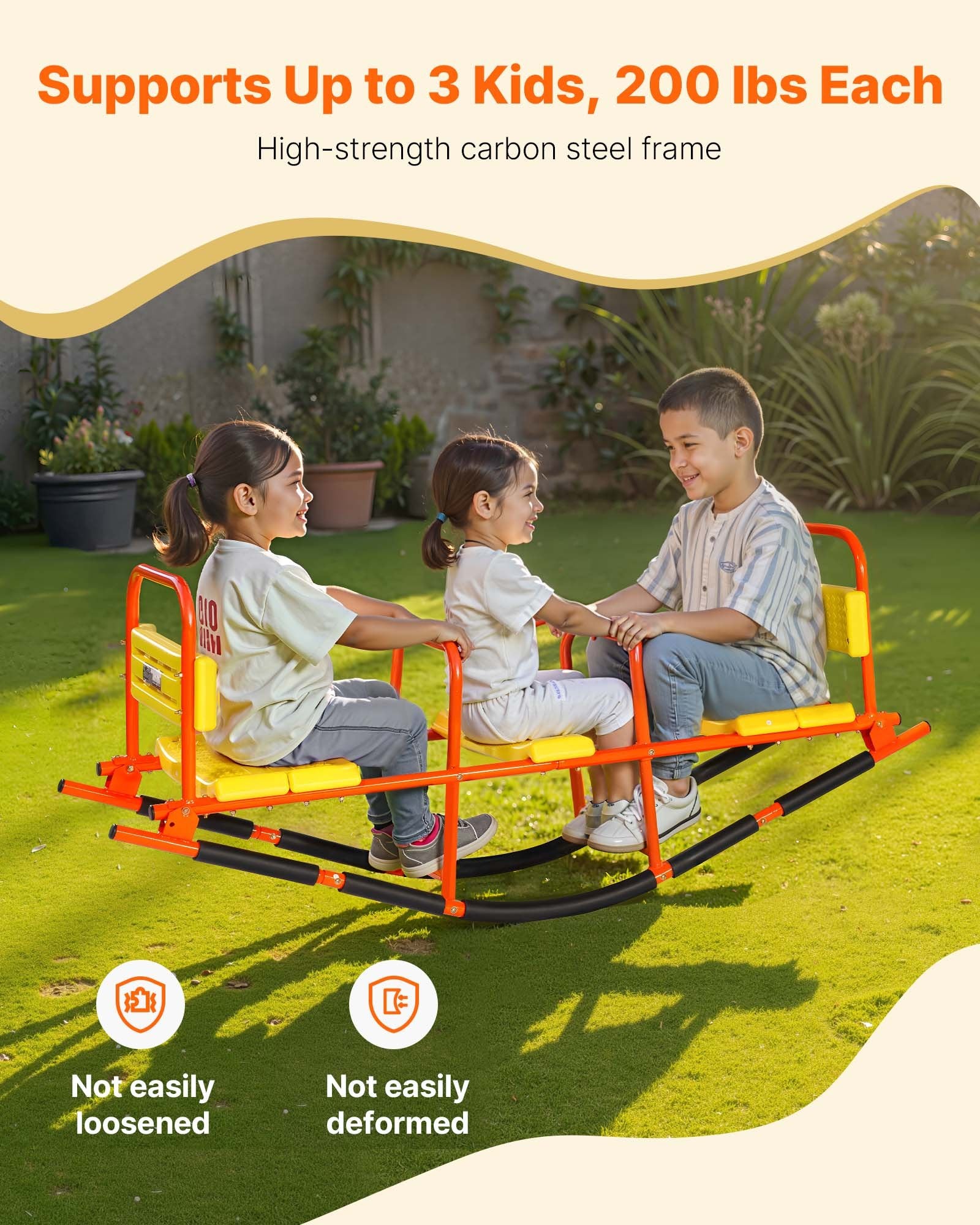 Kids Seesaw 200 Lbs Capacity Metal Rocking Teeter Totter With Handles