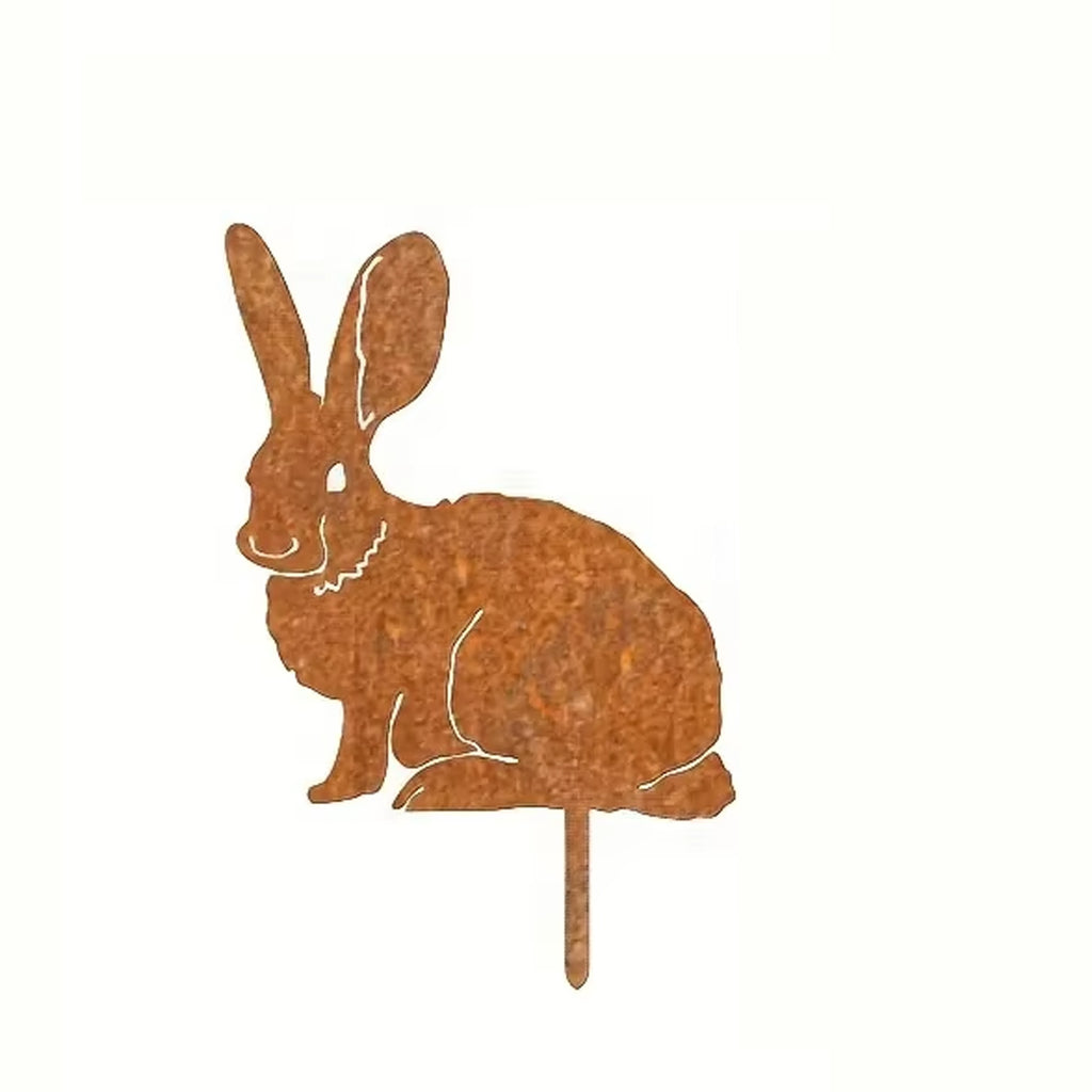 Metal Bunny Yard Stake - Rabbit Easter Garden Decor For Lawn, Patio, Flower Bed