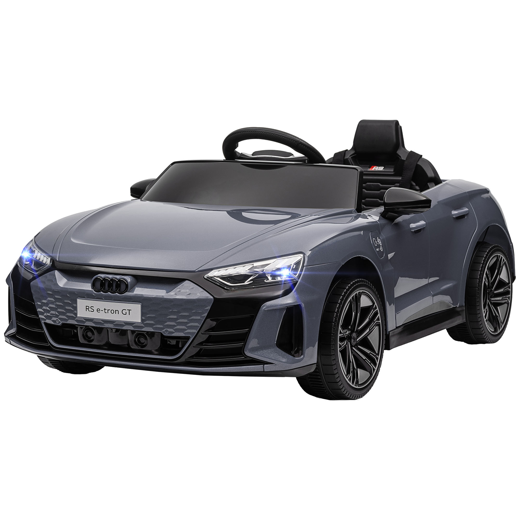12V Licensed Audi RS E-tron GT Kids Ride on Car with Remote Control, Suspension, Horn, Music, Lights, Gray